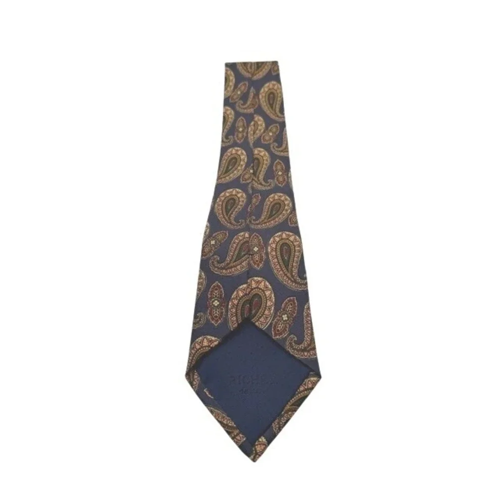 Vintage Richel de Luxe Mens Paisley Silk Tie Blue Red Gold Hand Made in Spain‎